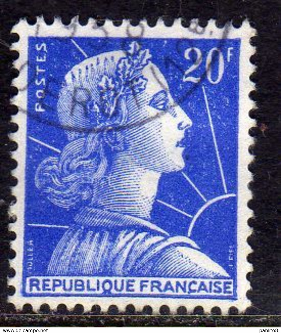 FRANCE FRANCIA 1955 1959 1957 MARIANNE MARIANNA ALLA NEF 20f USATO USED OBLITERE' - 1959-1960 Marianna Alla Nef