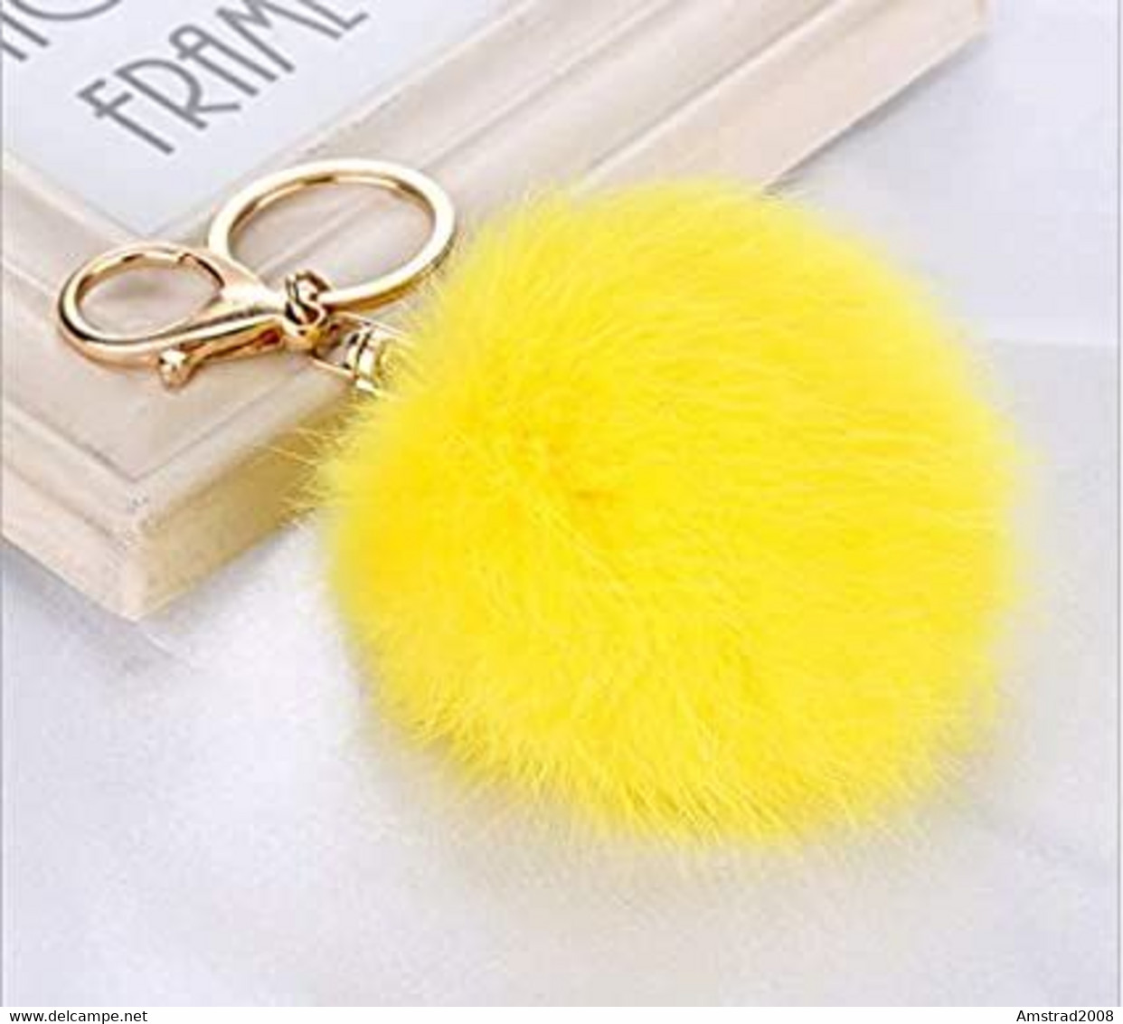 PORTACHIAVI POMPON GIALLO YELLOW  JAUNE MORBIDO ANTISTRESS KEY-RING B4 - Otros & Sin Clasificación