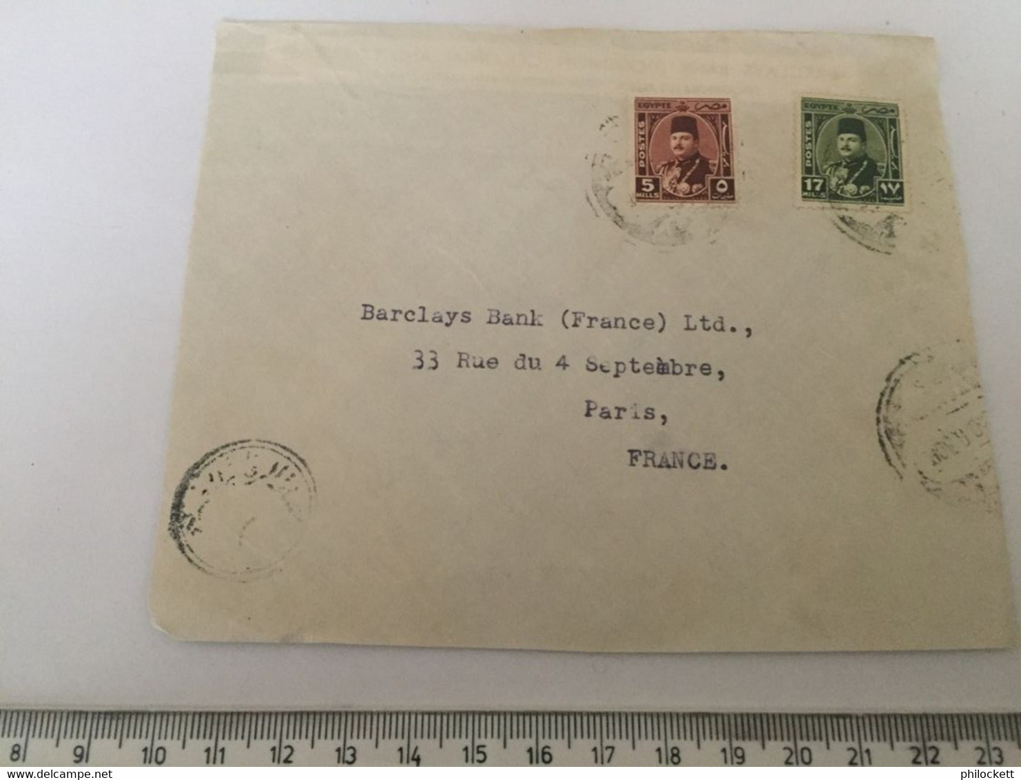 EGYPT - FRANCE - BARCALYS BANK PARIS -  FRONT COVER ONLY - 1950 - Usados