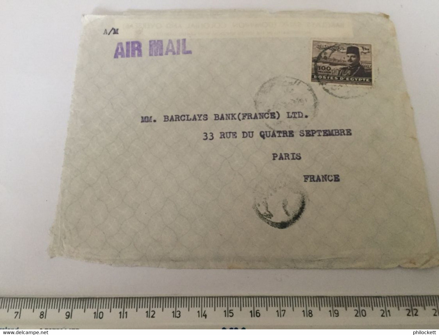 EGYPT - FRANCE - BARCALYS BANK PARIS -  FRONT COVER ONLY - 1950 - Usados