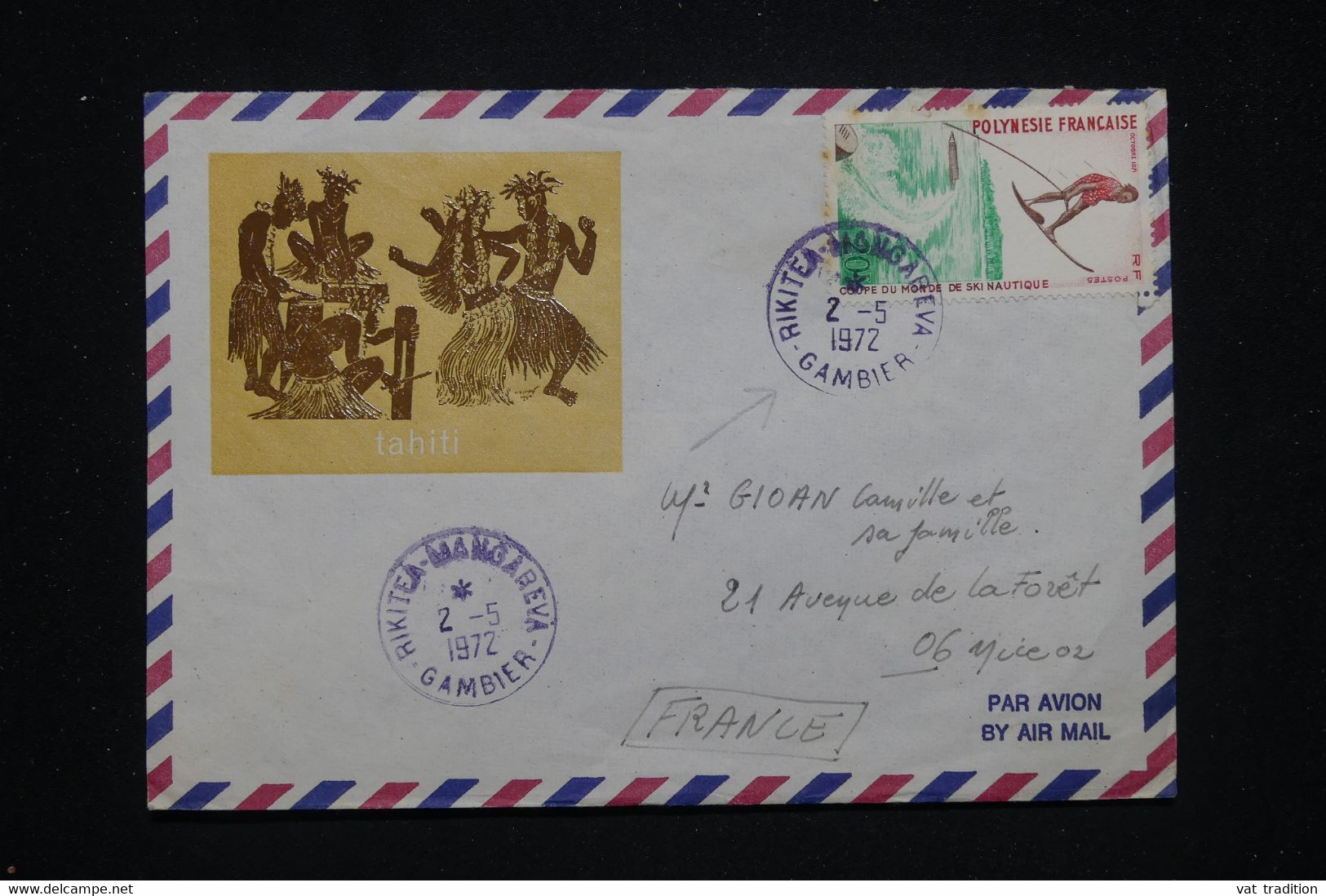 POLYNÉSIE - Enveloppe De Rikitea Mangareva En 1972 Pour La France - L 97940 - Briefe U. Dokumente