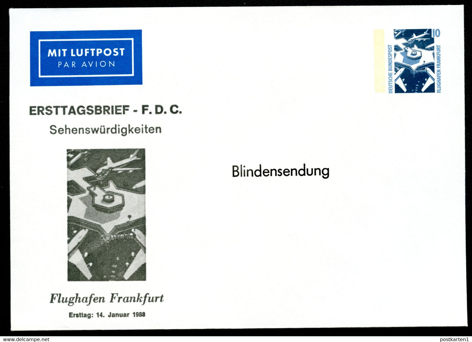 Bund PU280 D2/001 FLUGHAFEN FRANKFURT 1988  Kat.5.00 € - Private Covers - Mint