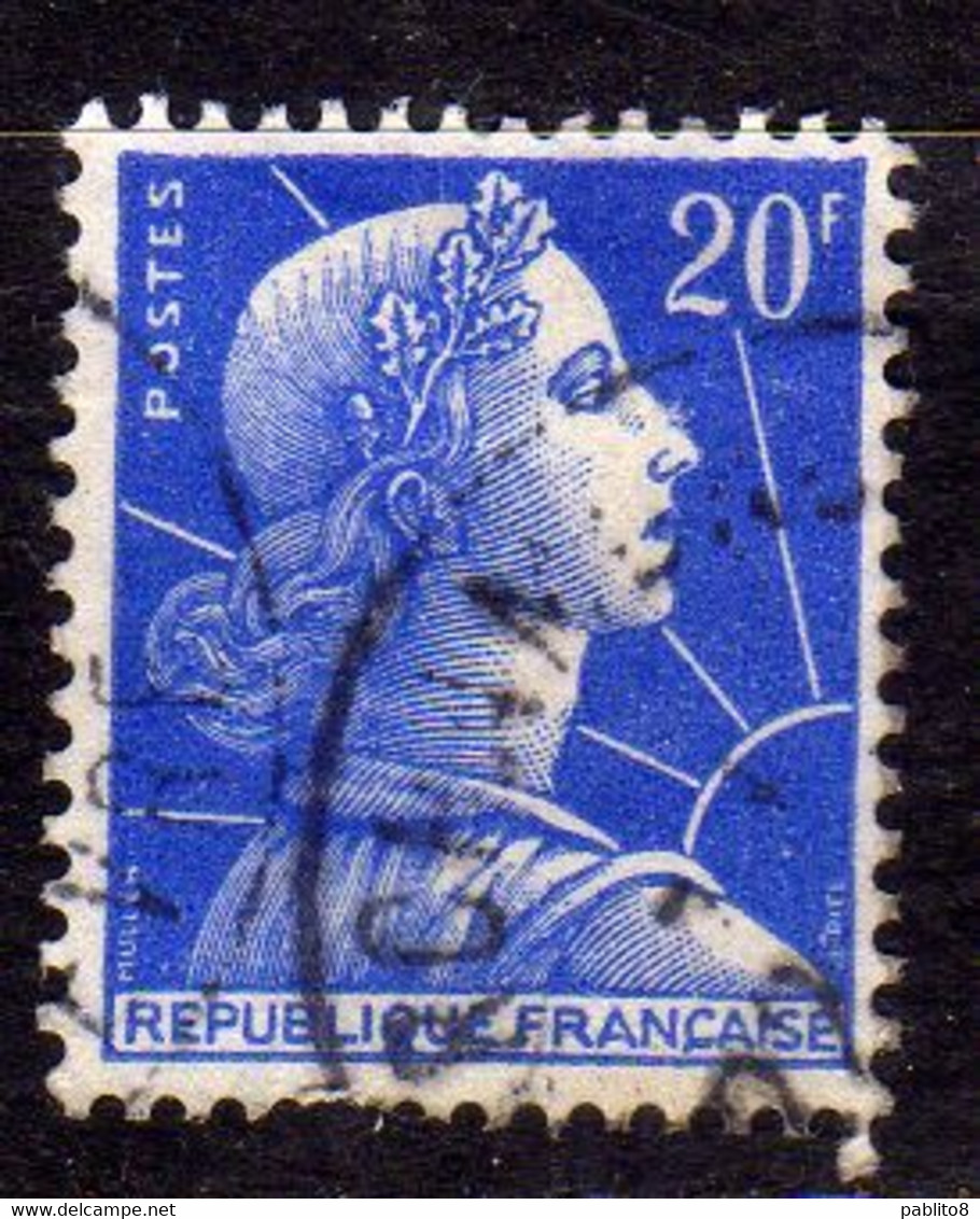 FRANCE FRANCIA 1955 1959 1957 MARIANNE MARIANNA ALLA NEF 20f USATO USED OBLITERE' - 1959-1960 Maríanne à La Nef