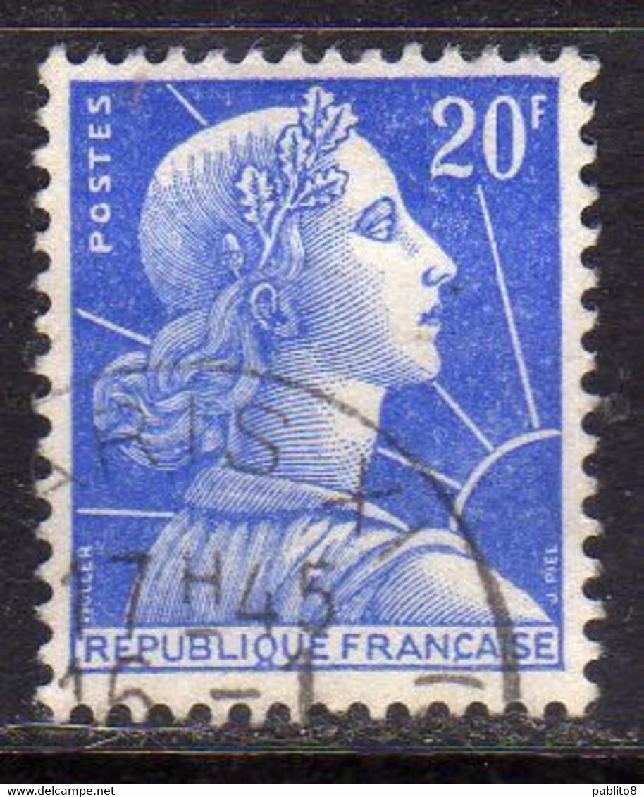 FRANCE FRANCIA 1955 1959 1957 MARIANNE MARIANNA ALLA NEF 20f USATO USED OBLITERE' - 1959-1960 Marianne In Een Sloep