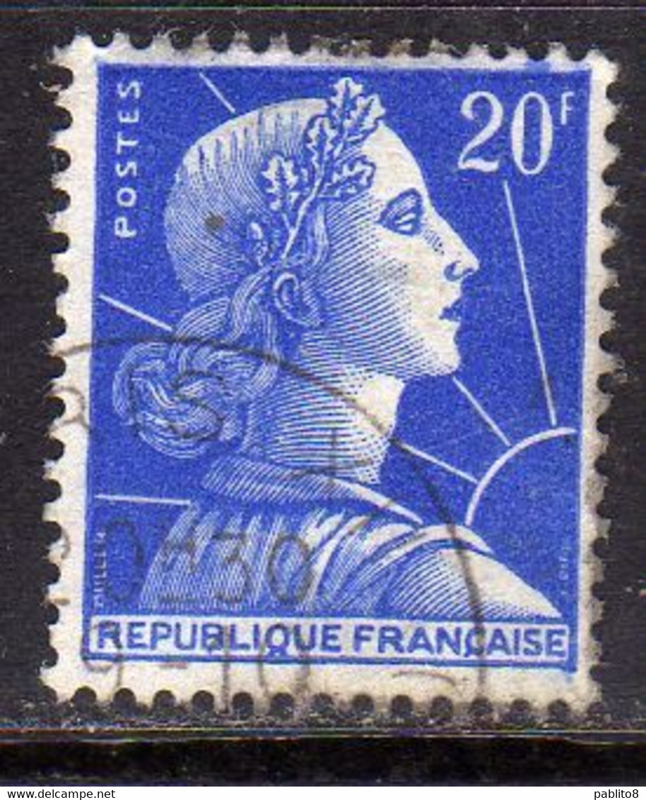 FRANCE FRANCIA 1955 1959 1957 MARIANNE MARIANNA ALLA NEF 20f USATO USED OBLITERE' - 1959-1960 Marianna Alla Nef