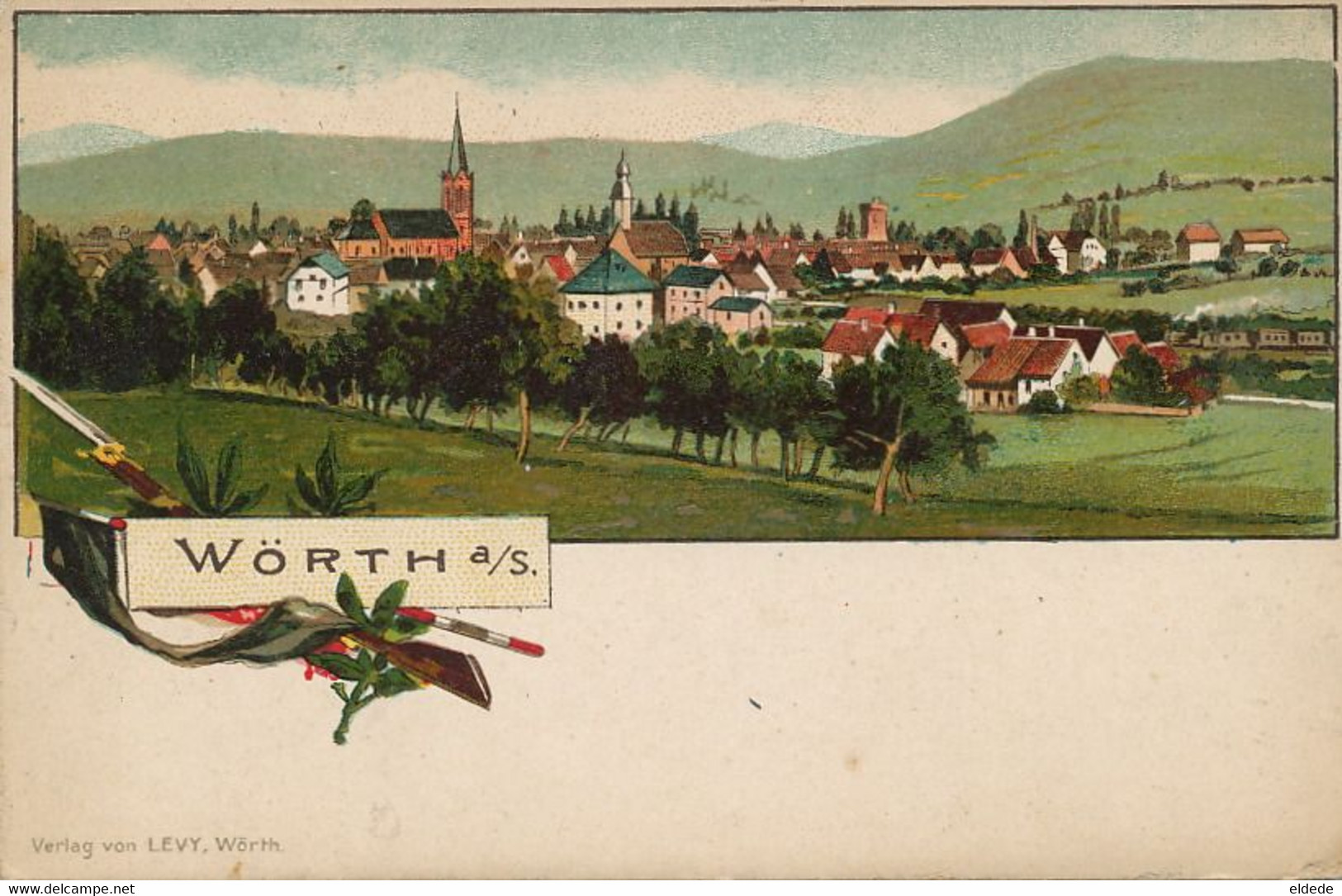 Gruss Aus Worth  Litho Color Levy   Pioneer Card - Wörth