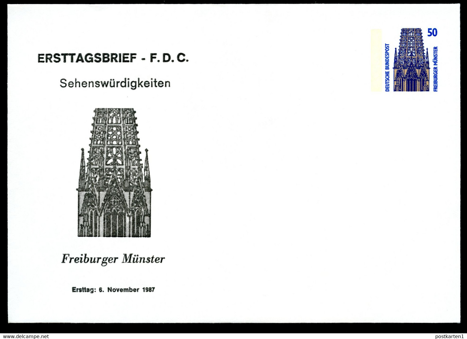 Bund PU285 D1/001 MÜNSTER FREIBURG 1987 - Enveloppes Privées - Neuves