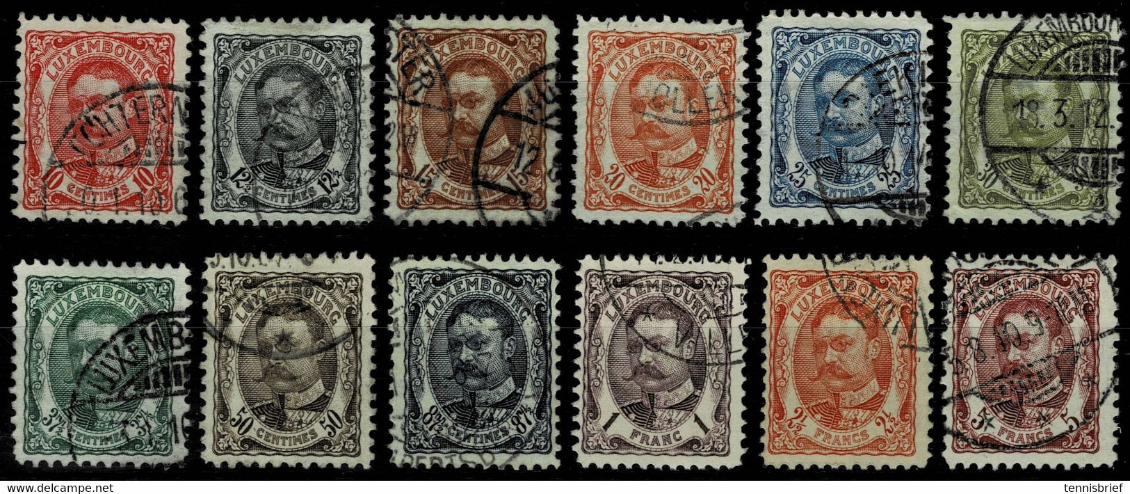 1906, Nr. 72 - 83 Gestemp. , Mi. 170.-, A4850 - 1906 Guillaume IV