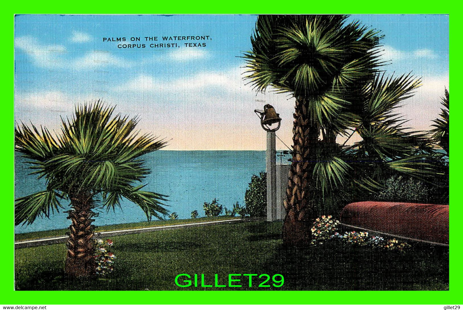 CORPUS CHRISTI, TX - PALMS ON THE WATERFRONT - TRAVEL IN 1940 -  PUB. BY NUECES NEWS AGENCY - - Corpus Christi