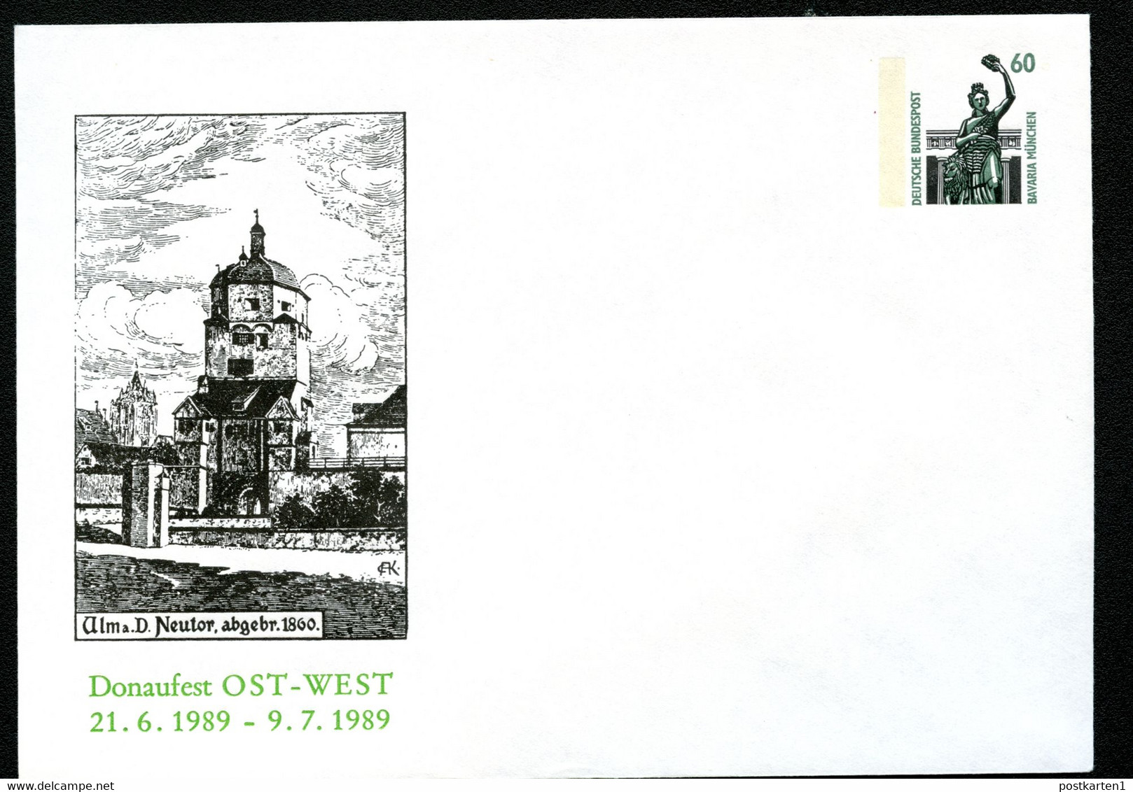 Bund PU286 D1/003-3 NEUTOR ULM Donaufest 1989 - Enveloppes Privées - Neuves
