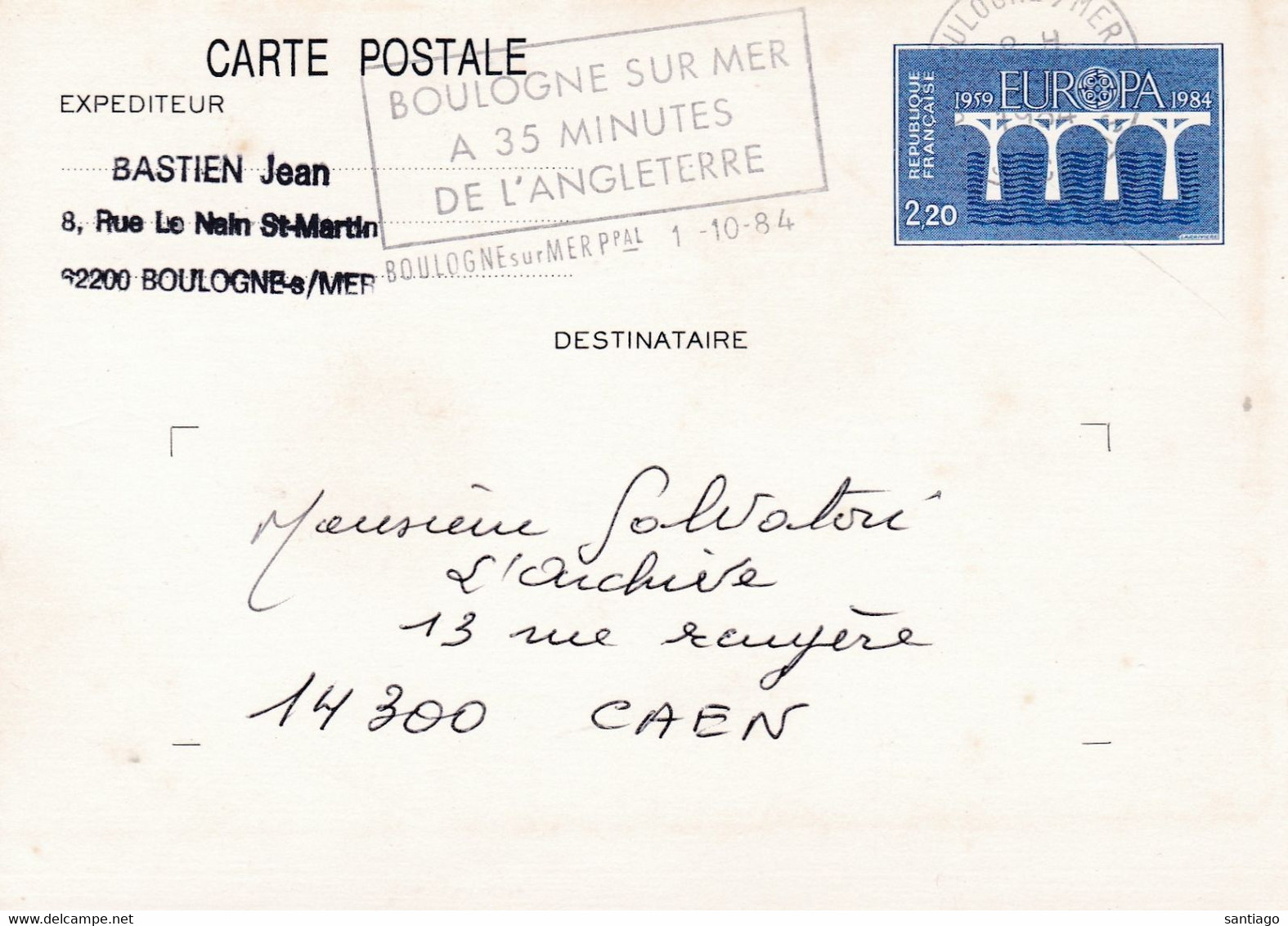 Frankrijk : Briefkaart ( Gelopen ) Met Europazegel Van 1984 ! - Colis Postaux