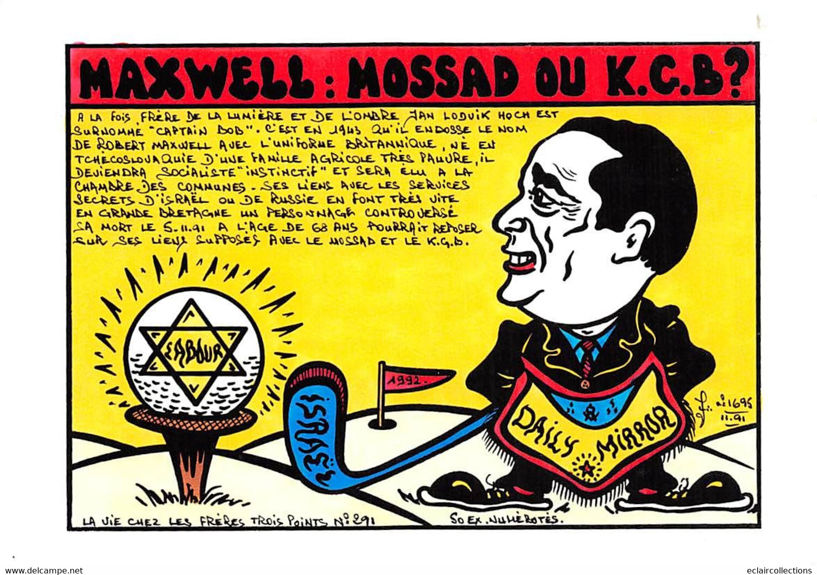 Sport:   Golf  Satyrique Politique.   Maxwell. Mossad Ou K.C.B    Illustré. Tirage Limité  (voir Scan) - Golf