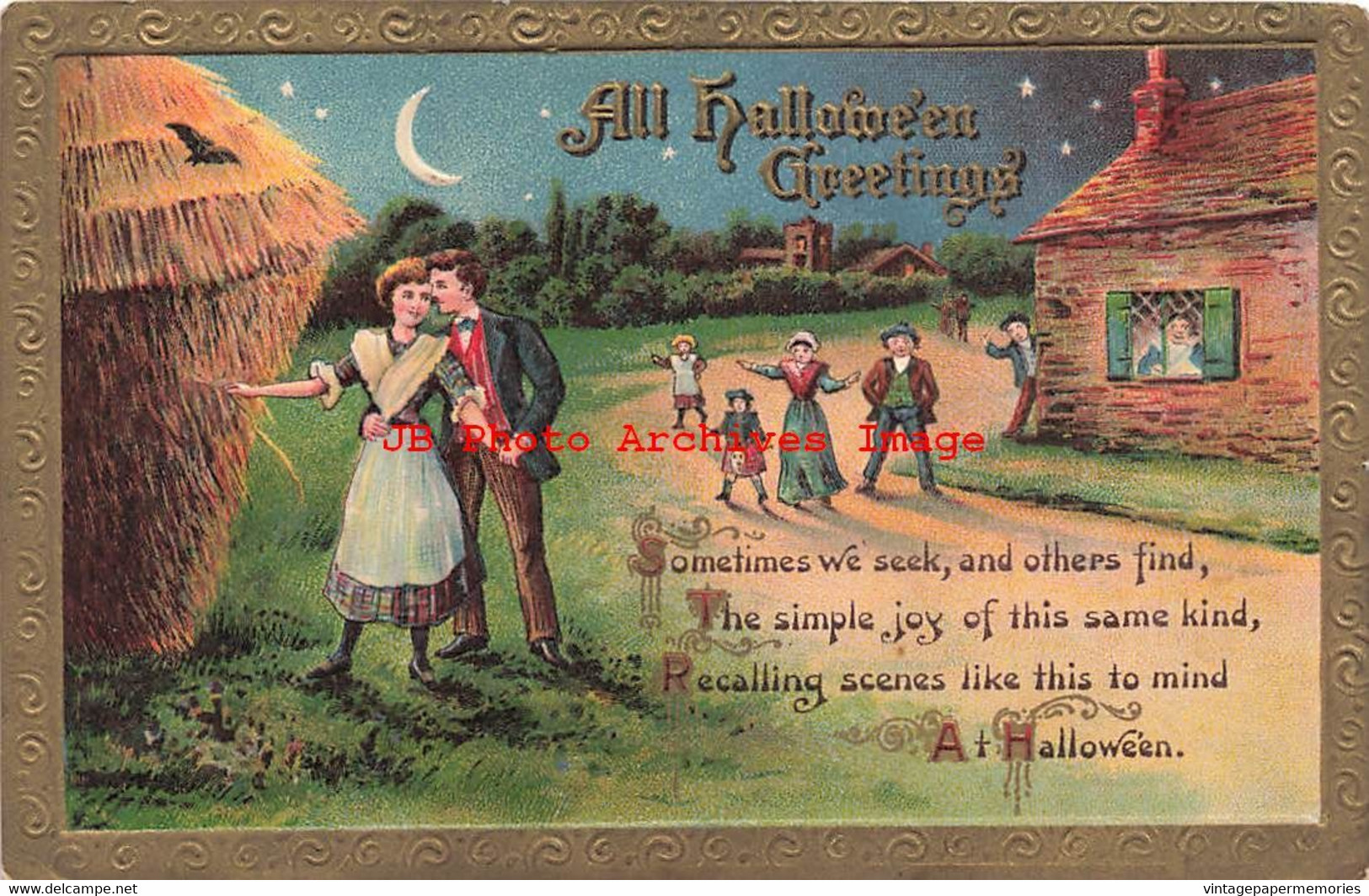 325275-Halloween, Gottschalk No 2171-2, Young Couple Approaching A Giant Haystack - Halloween