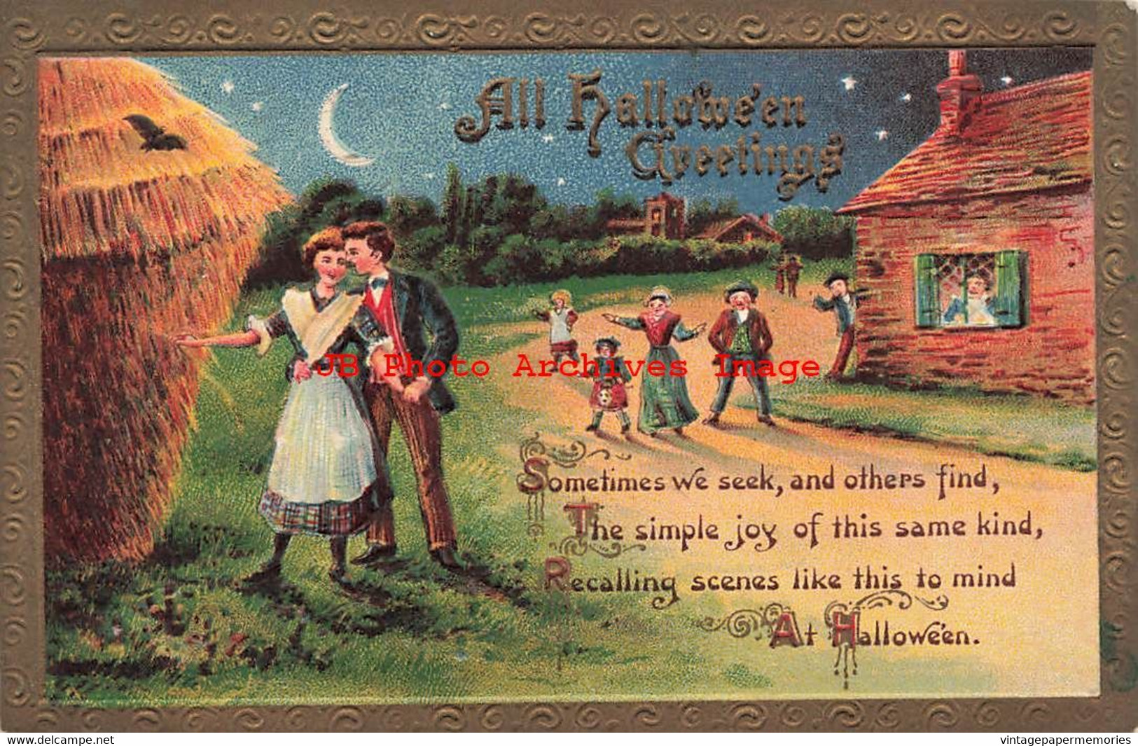 325279-Halloween, Gottschalk No 2171-2, Young Couple Approaching A Giant Haystack - Halloween