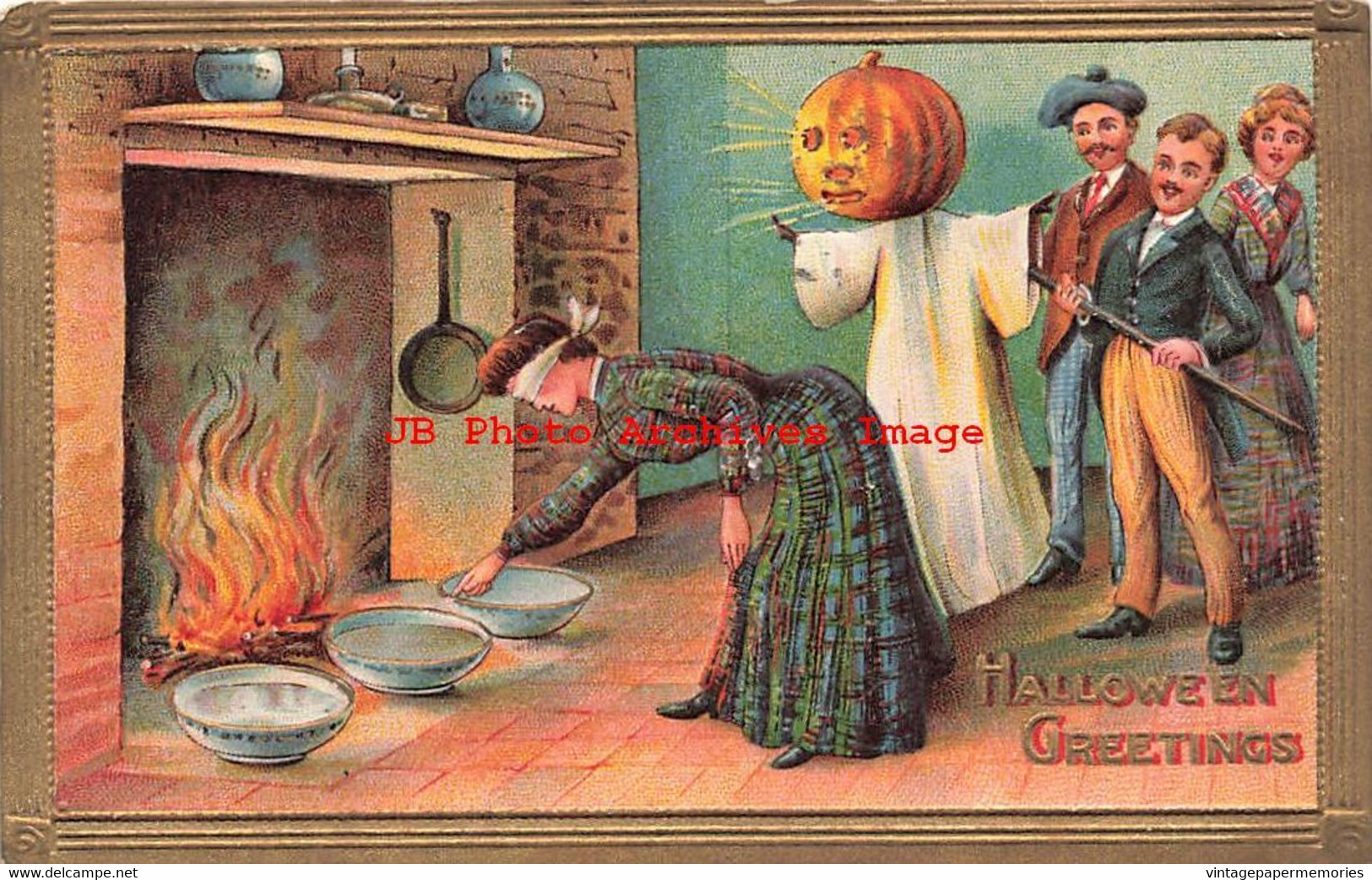 325295-Halloween, Gottschalk No 2171-8, People Watching Blind Folded Woman Dip Hands - Halloween