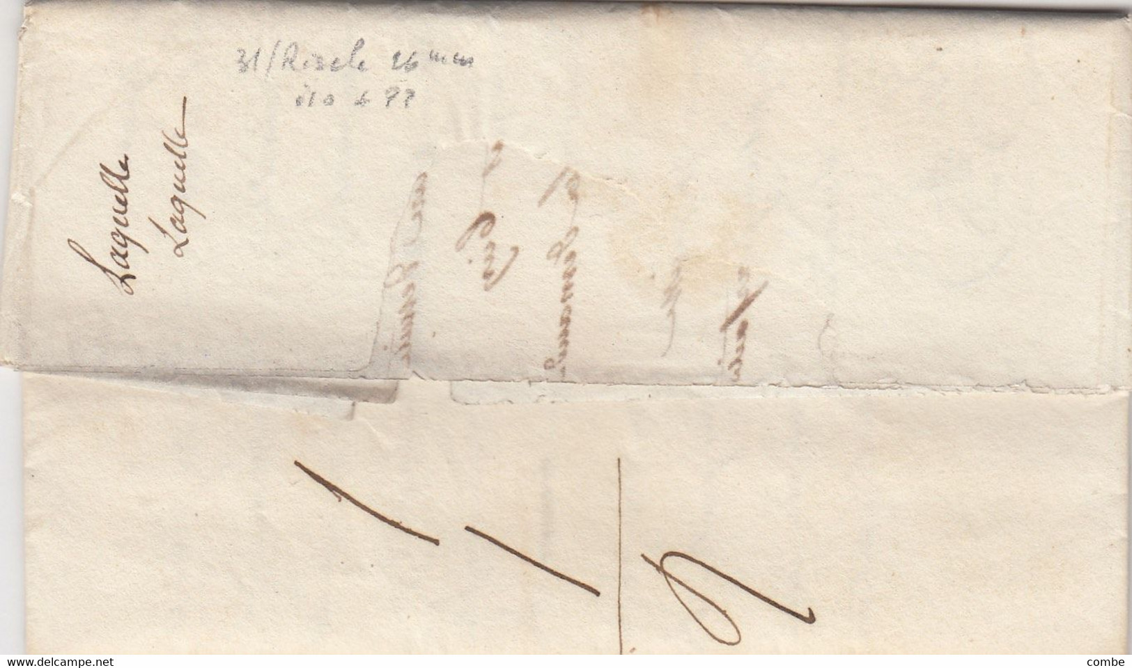 LETTRE. 30 AVRIL 1838. GERS NOGARO. CURSIVE 31/Riscle. (26mm). DE MAUMUSSON POUR ARBLADE. PP - 1801-1848: Precursors XIX