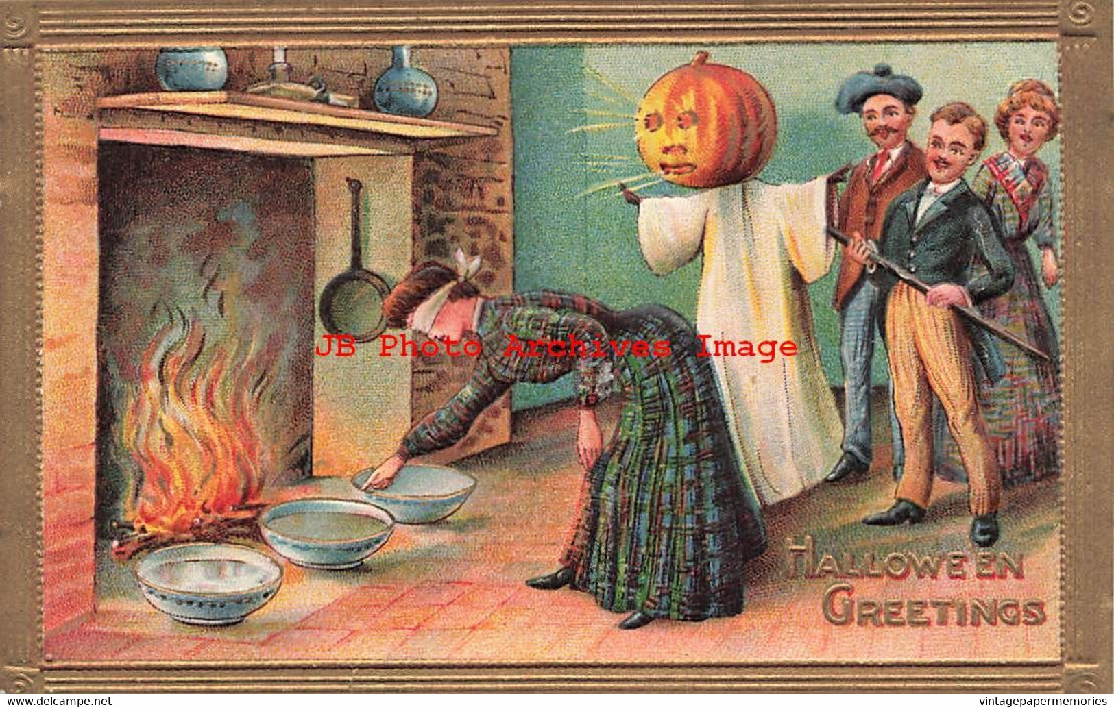 325297-Halloween, Gottschalk No 2171-8, People Watching Blind Folded Woman Dip Hands - Halloween