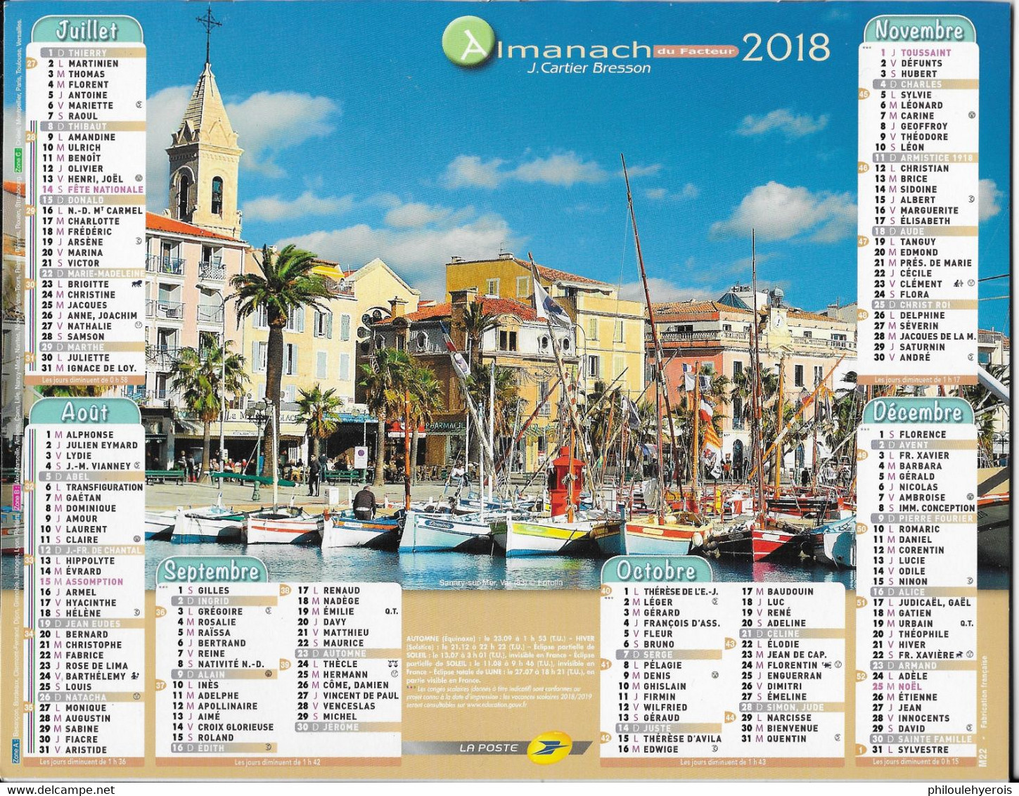 CALENDRIER 2018  ILE DE PORT CROS HYERES Et SANARY SUR MER - Formato Grande : 2001-...