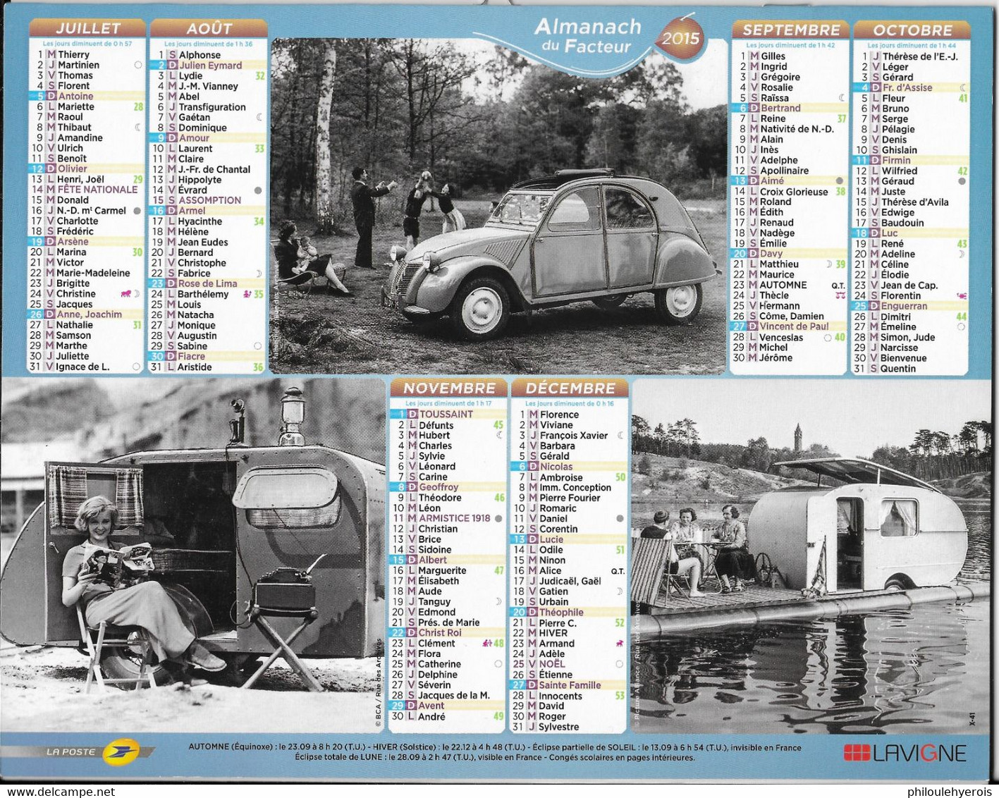 CALENDRIER 2015  AUTO VELO MOTO SCOOTER CARAVANE Retro - Big : 2001-...