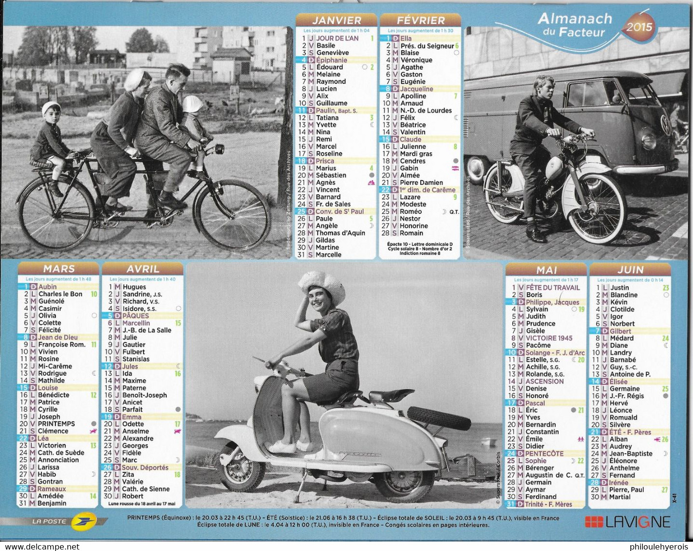 CALENDRIER 2015  AUTO VELO MOTO SCOOTER CARAVANE Retro - Groot Formaat: 2001-...