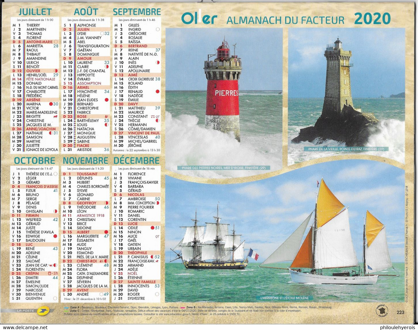 CALENDRIER 2020  PHARES BATEAUX FINISTERE - Grossformat : 2001-...