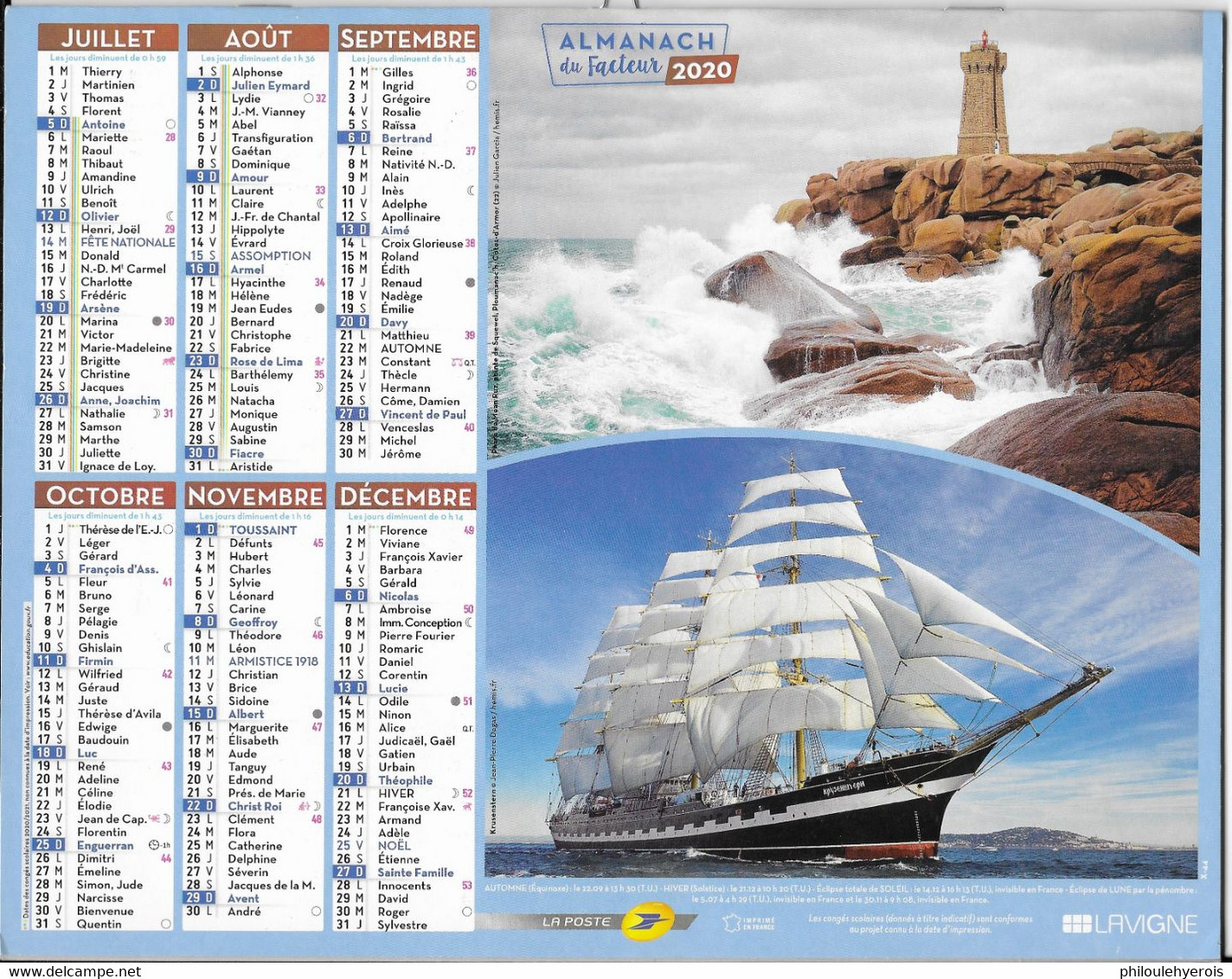 CALENDRIER 2020  PHARES BATEAUX BRETAGNE - Tamaño Grande : 2001-...