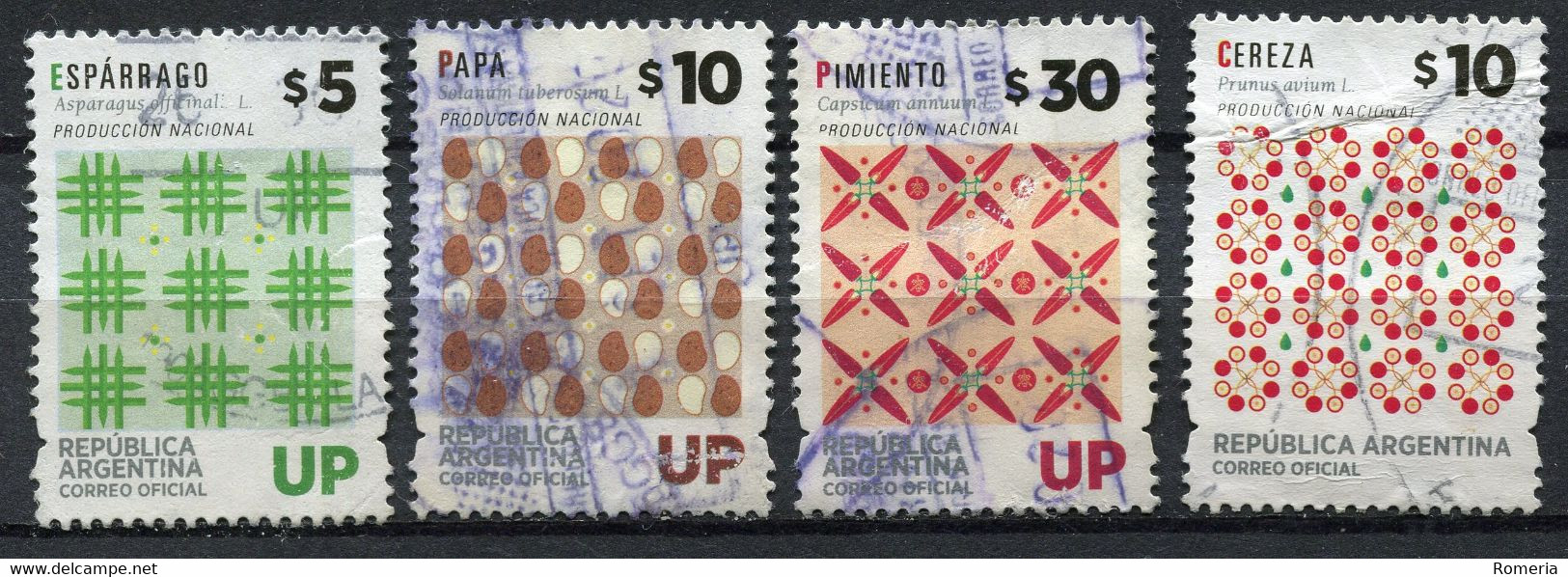 Argentine - 2016 -> 2019 - Lot Série Courante Fruits Et Légumes - Oblitérés - Nºs Dans Description - E - Used Stamps