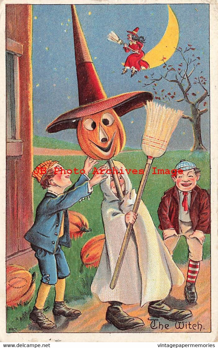 325415-Halloween, Julius Bien No 9801, Boys Pranking With JOL Head Ghost Costume - Halloween