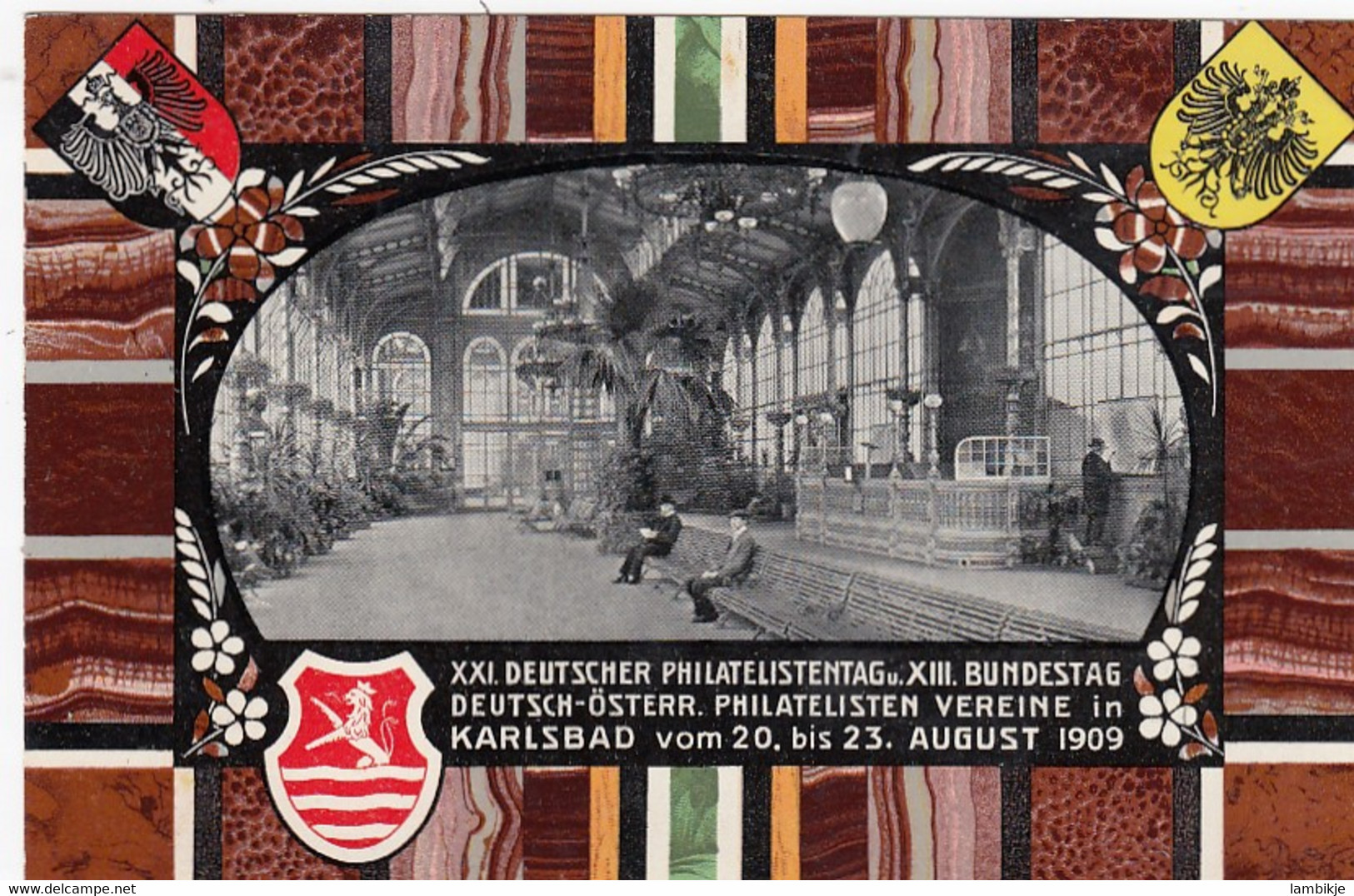 Österreich Postkarte Privat 1909 Philatelistentag - Brieven En Documenten