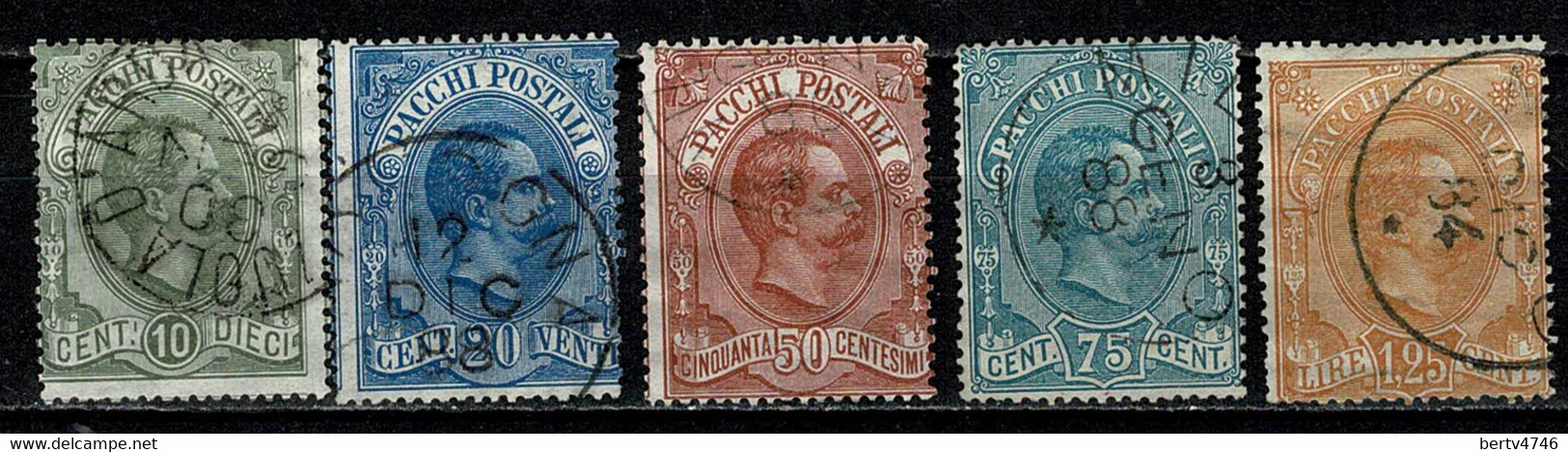 Italia 1884-86 Yv 1/5 Obl / Used / Gebr Cat. Yv € 205,00 - Pacchi Postali