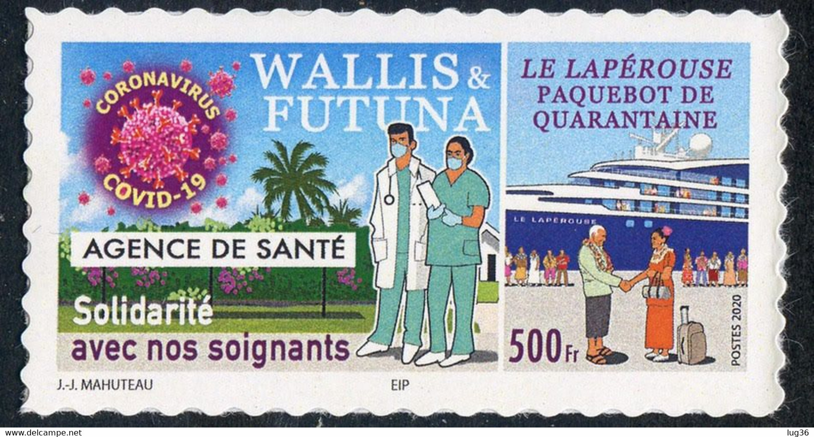 Timbre Personnalisé Wallis Et Futuna 2020 - Solidarité Avec Les Soignants COVID19 - Le Lapérouse Paquebot De Quarantaine - Autres & Non Classés