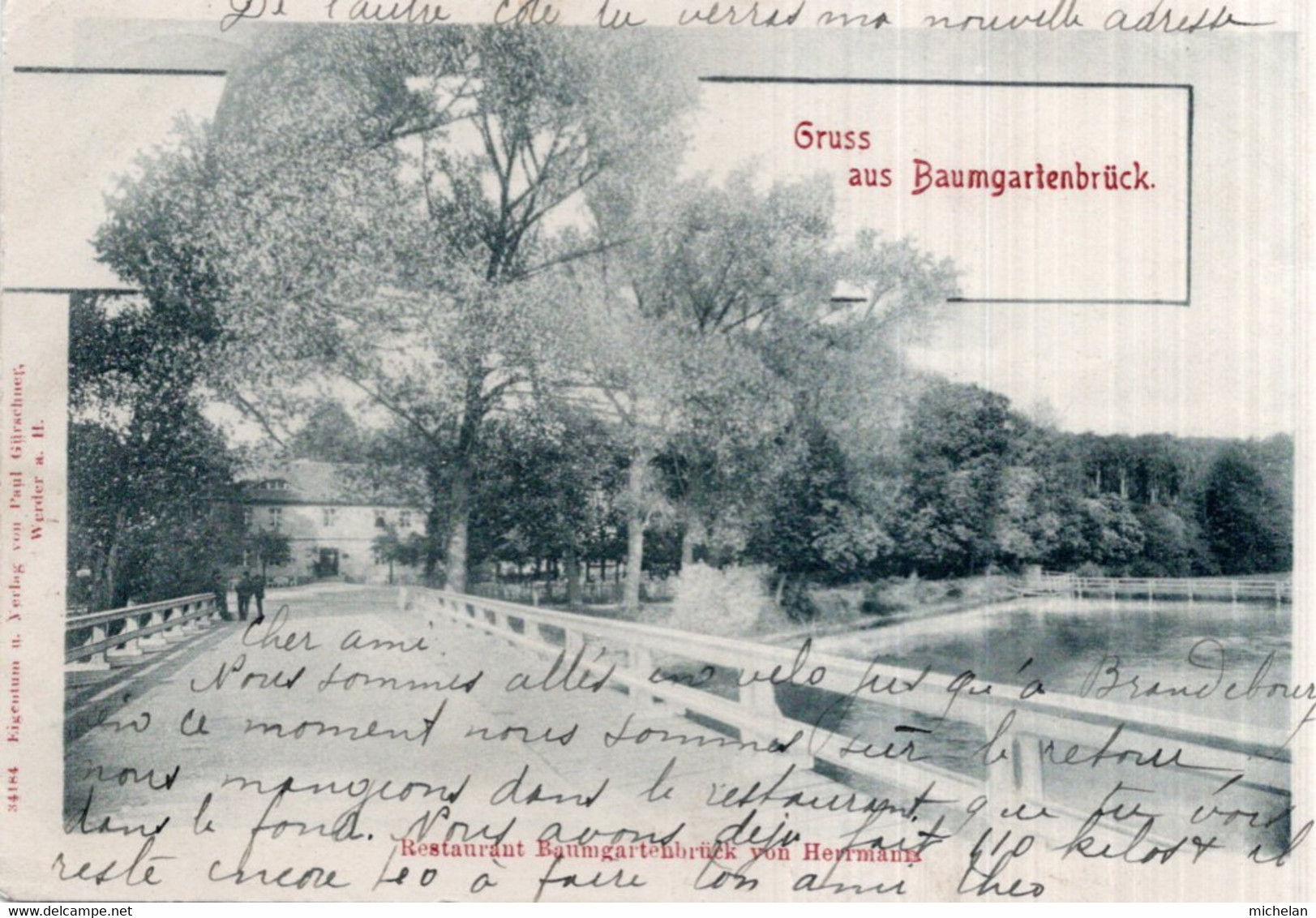 CPA   ALLEMAGNE---GRUSS AUS BAUMGARTENBRUCK---RESTAURANT BAUGARTENBRUCK VON HERRMANN---1901 - Brueck