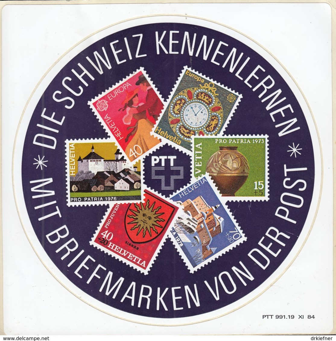 SCHWEIZ  PTT Aufkleber: Die Schweiz Kennenlernen Mit Briefmarken Von Der Post, 1984 - Sonstige & Ohne Zuordnung