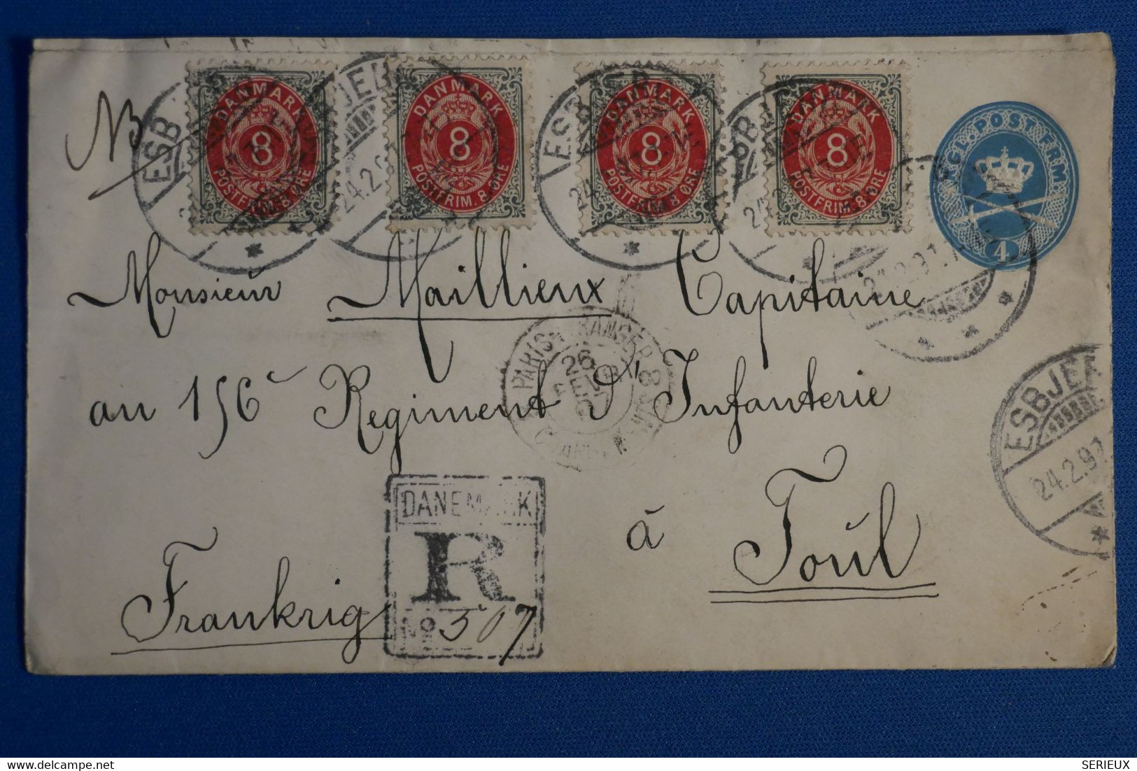 S18 DANEMARK BELLE LETTRE RARE 1890 ESBERJER POUR TOUL FRANCE+ AFFRANCHISSEMENT PLAISANT - Cartas & Documentos