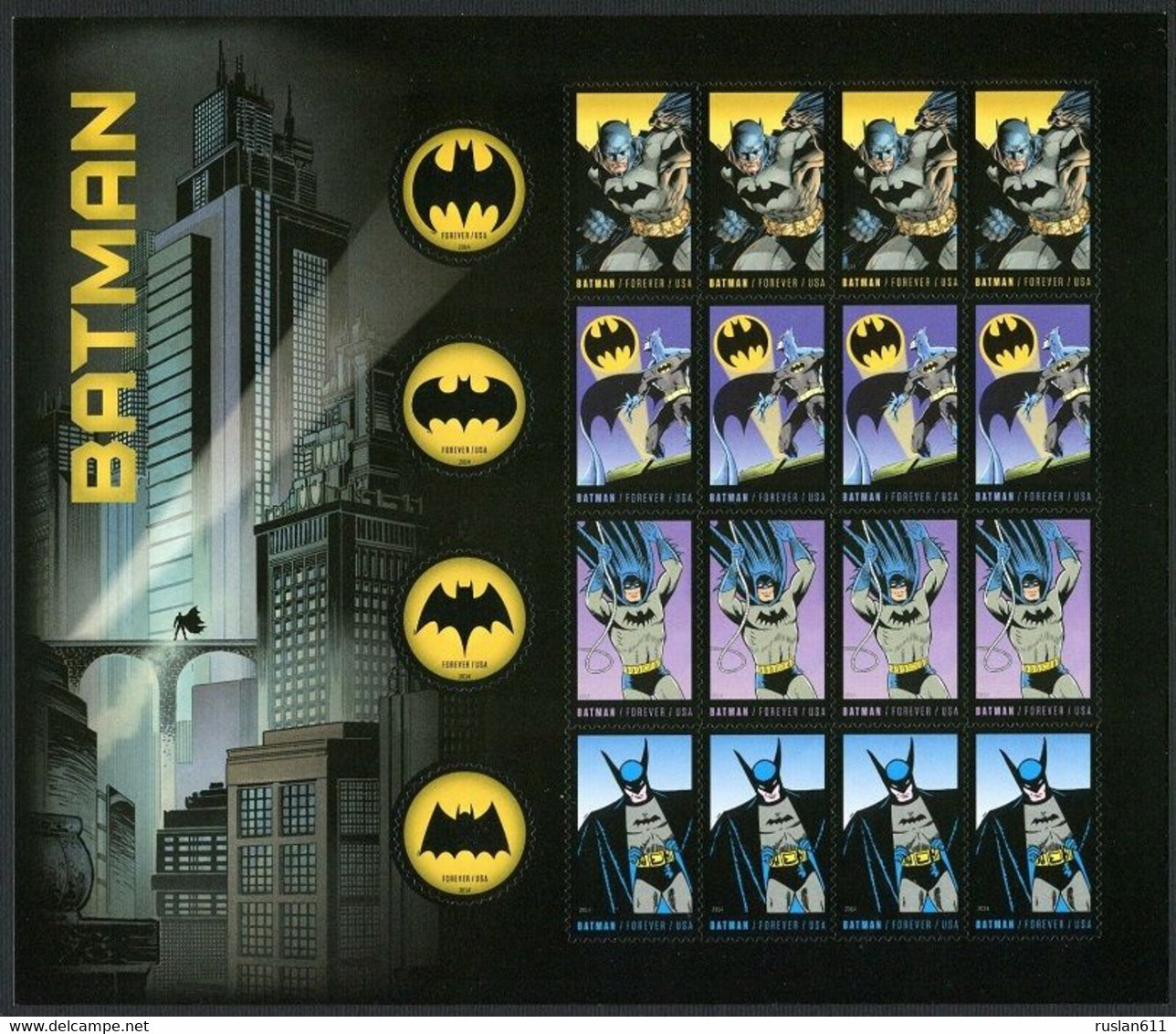 USA 2014 #4932/5 Batman 75th Anniversary MNH ** Full Sheet - Neufs