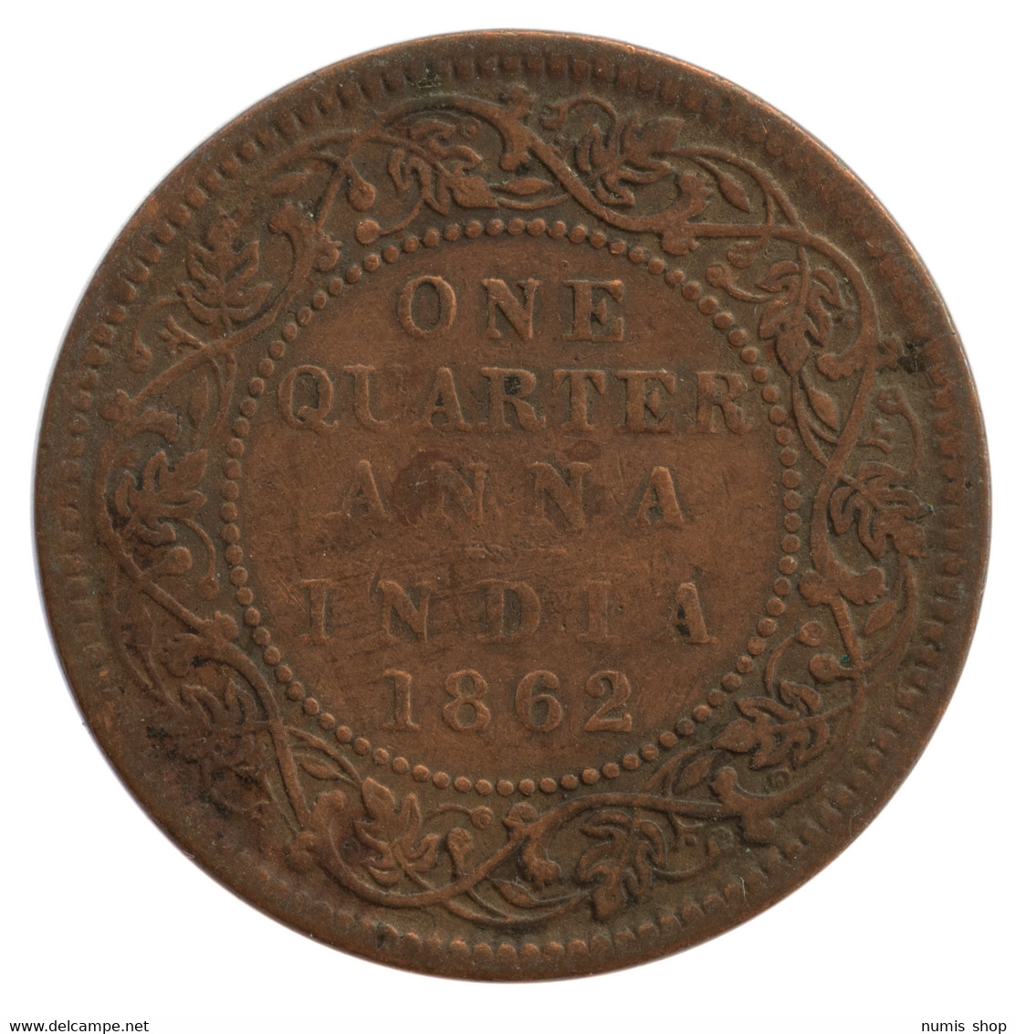 British India - UK - England - One Quarter Anna - 1862 - Victoria - VF #BO-F - Sonstige & Ohne Zuordnung