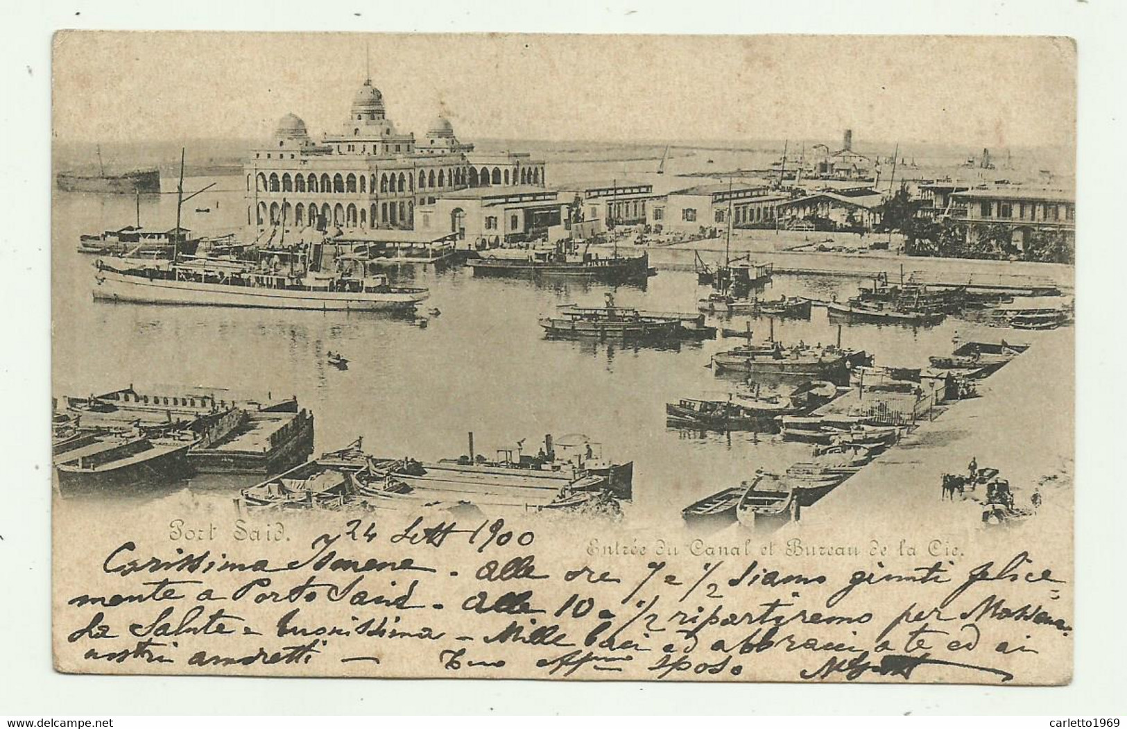 PORT SAID - ENTREE DU CANAL ET BUREAU DE LA CIE 1900  VIAGGIATA FP - Port-Saïd