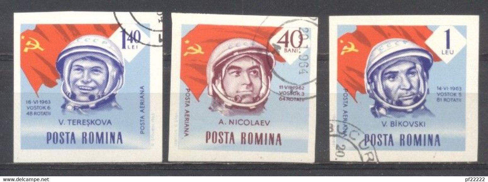 Rumania, 1964,Vostok,Yvert Tellier: 203,207,208 Sin Dentar,preobliterado, Con Goma - Sonstige & Ohne Zuordnung
