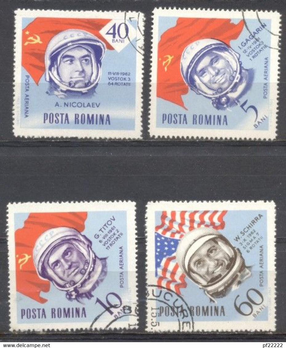 Rumania, 1964,Vostok,Yvert Tellier: 189,190,193,195, ,preobliterado, Con Goma - Otros & Sin Clasificación
