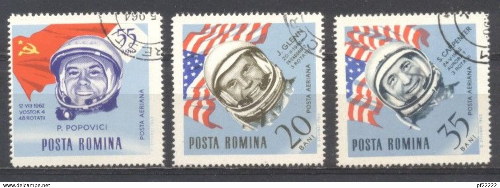 Rumania, 1964,Vostok,Yvert Tellier: 191,192,194, ,preobliterado, Con Goma - Otros & Sin Clasificación