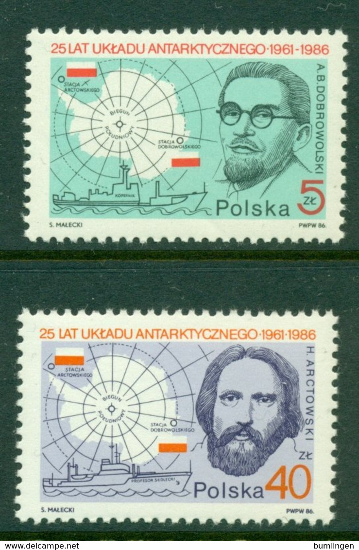 POLAND 1986 Mi 3033-34** 25th Anniversary Of Antarctic Treaty [A7074] - Antarctisch Verdrag