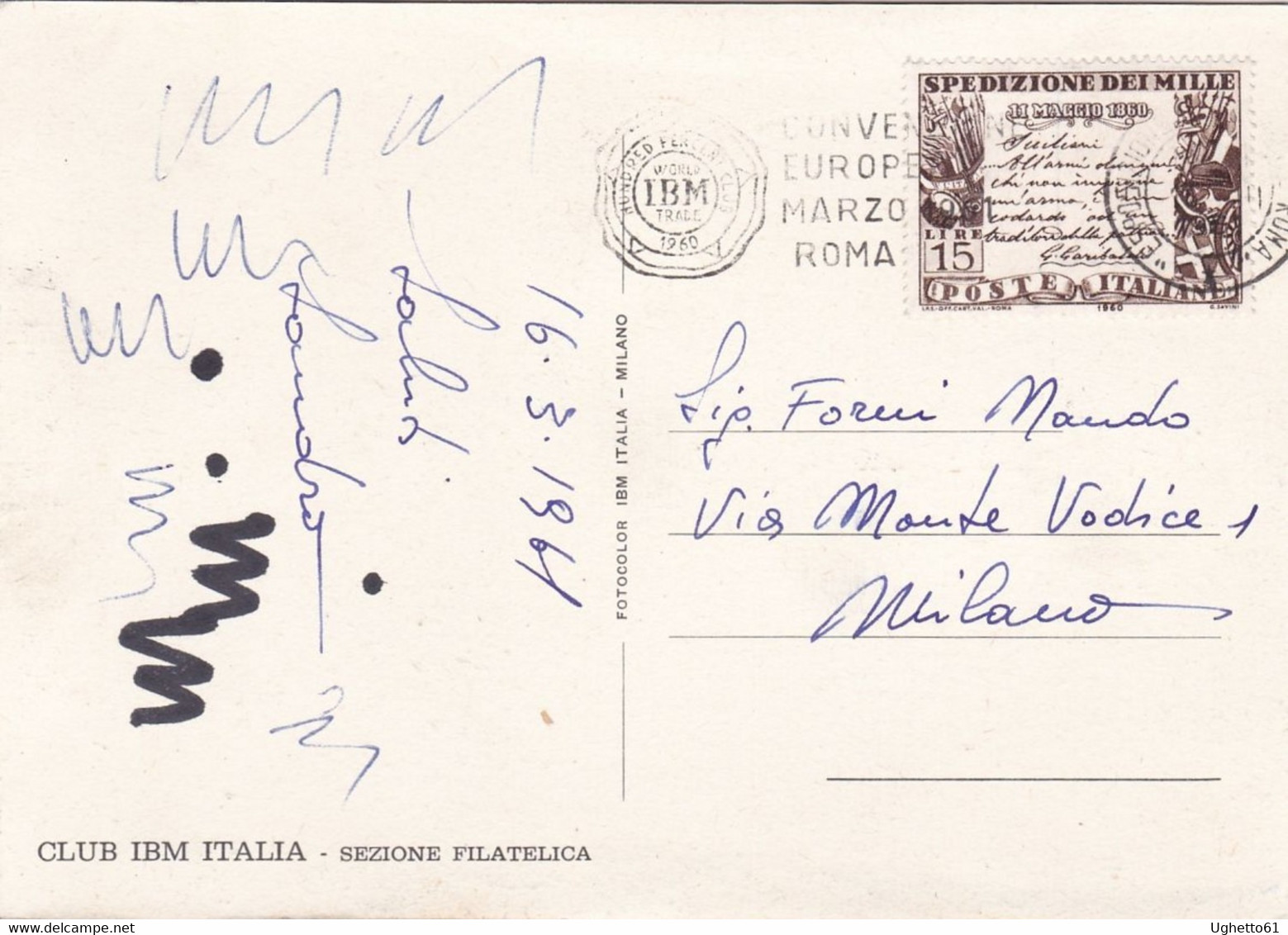 Roma - VRBS AETERNA - Club IBM Italia - Sezione Filatelica Marzo 1961 - Exhibitions