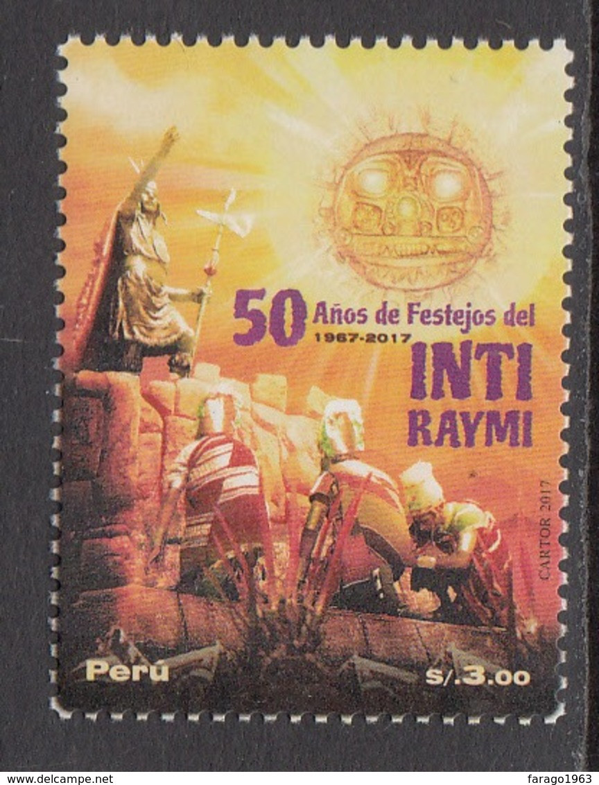 2017 Peru Festival Culture Inti Raymi Inca Complete Set Of 1 MNH - Peru