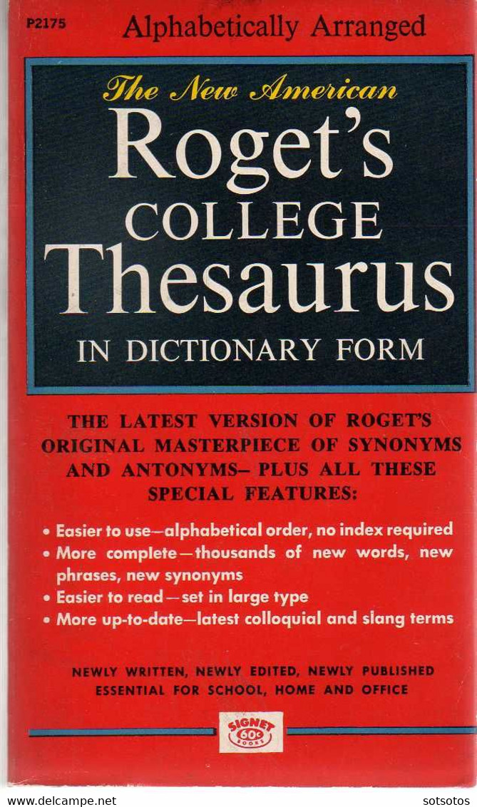 Roget's Cpllege  THESAURUS In Dictionary Form (Alphabeticaly Arranged) - Diccionarios