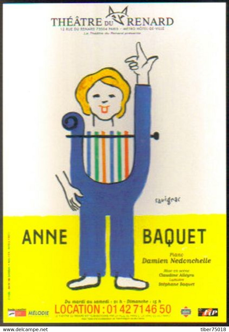 Carte Postale "Cart'Com" (2002) - Anne Baquet (illustration : Savignac) Théâtre Du Renard - Paris - Savignac