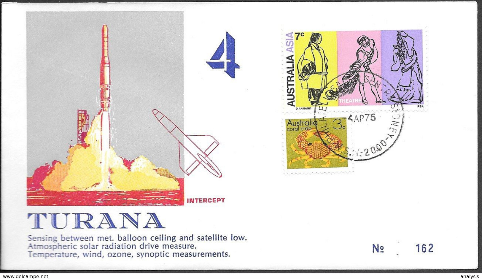 Australia Space Cover 1975. Atmospheric Rocket Turana Launch. Intercept ##04 - Ozeanien