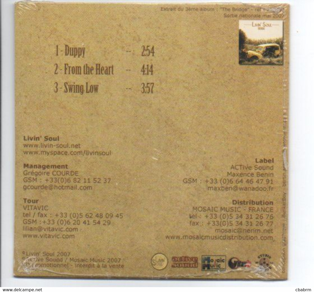 CD SINGLE 3 TITRES PROMO LIVIN' SOUL DUPPY 2007 NEUF SCELLE - Soul - R&B