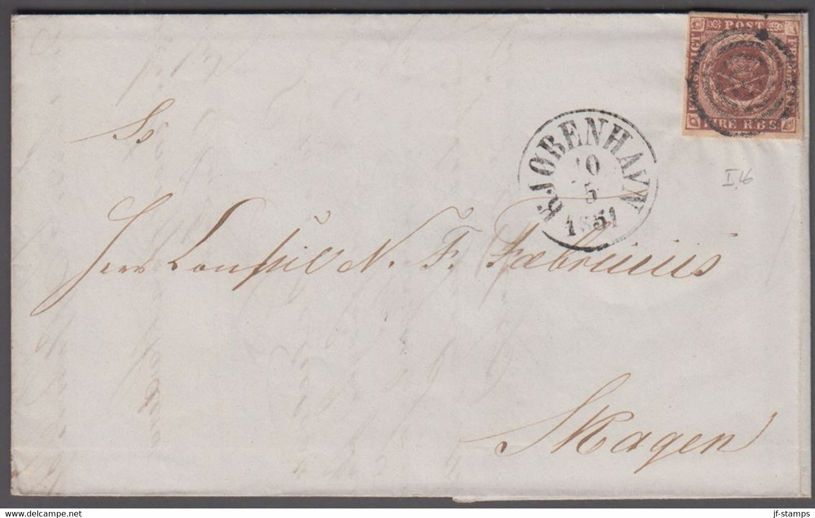 1851. DANMARK. 4 R.B.S. Chocolate-brown. Ferslew Print . Nice Cover To Skagen Cancell... (Michel 1I) - JF419546 - Storia Postale