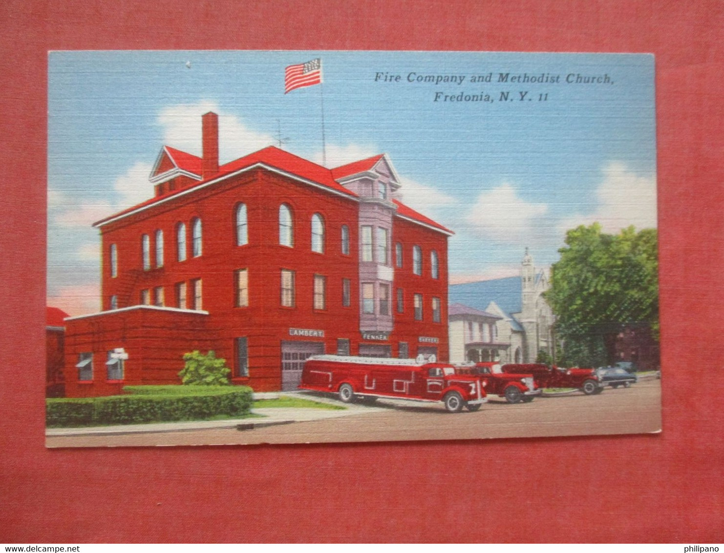 Fire  Company & Methodist Church Fredonia    New York         Ref  4918 - Catskills