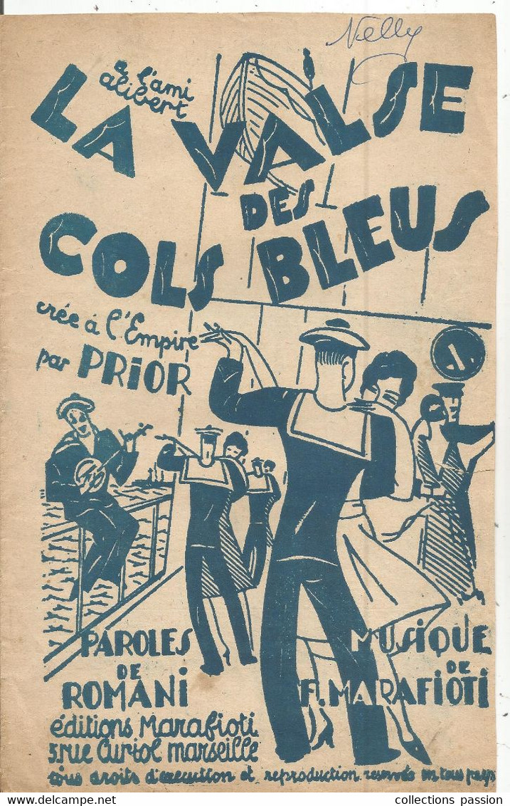 Partition Musicale Ancienne , LA VALSE DES COLS BLEUS ,Prior, Marins , Frais Fr 1.85 E - Partitions Musicales Anciennes